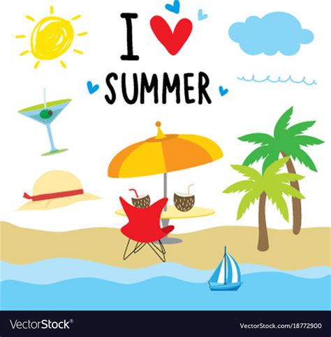 Summer Beach Holiday Cartoon Royalty Free Vector Image