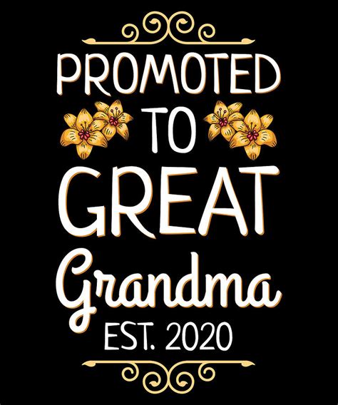 Promoted To Great Grandma Est 2020 Granny For A Grandmother Digital Art