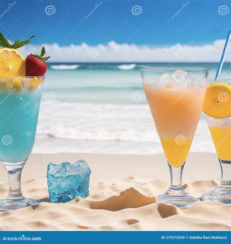 Coastal Cocktails: Sipping Serenity by the Sea Stock Illustration