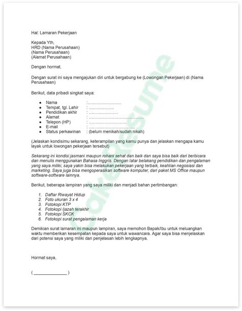 Contoh Menulis Surat Lamaran Kerja Yang Benar - Contoh Surat Resmi