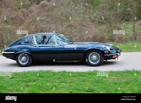 Jaguar E-Type, Coupe, Sportwagen, Oldtimer Stock Photo, Royalty Free