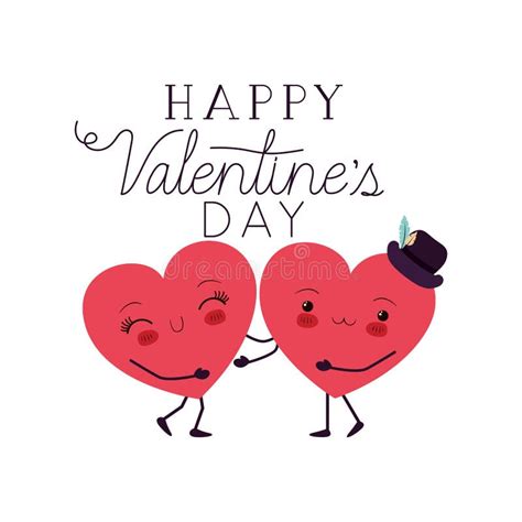 Feliz San Valentín Caricaturas Del Corazón Diseño Vectorial Ilustración