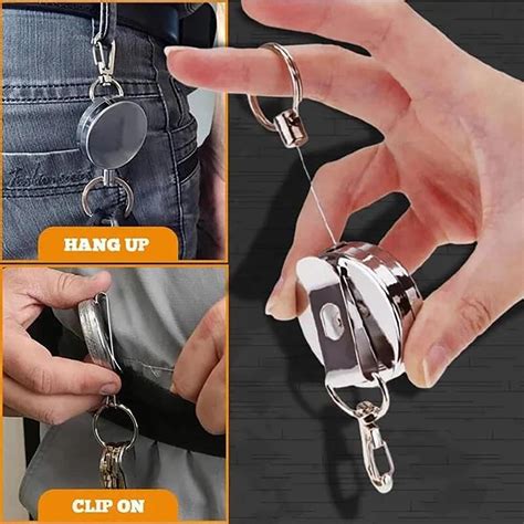 Cheap Key Chain With Belt Clamp Metal Easy Pull Buckle High Telescopic