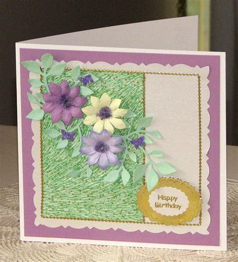 Fabric Flowers Sizzix Leafy Branches Fabric Flowers Cards Handmade