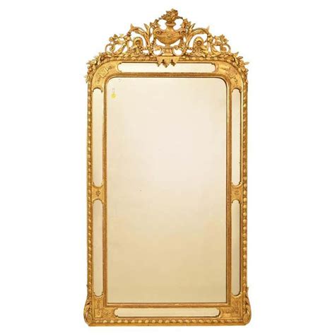 Antique Gilt Mirror Rectangular Wall Mirror Gold Leaf Frame Xix Century For Sale At 1stdibs