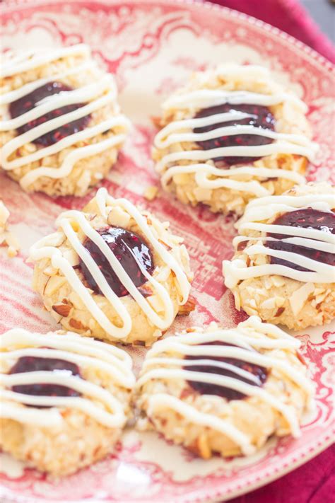 White Chocolate Raspberry Almond Thumbprint Cookies