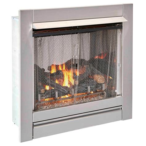 Duluth Forge 32 In Vent Free Stainless Outdoor Gas Fireplace Insert With Fire Glass Media And