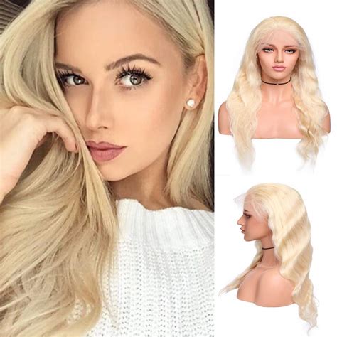 13x4 Lace Front Wigs Human Hair 613 Bleach Blonde Brazilian Remy 22 Inches Long