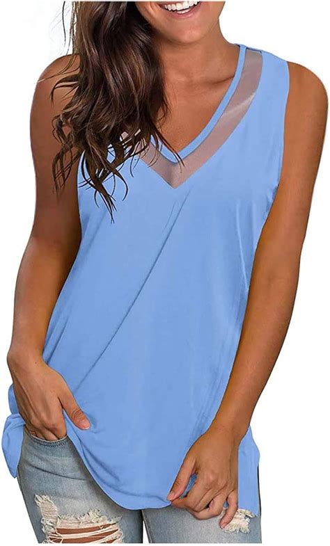 Women S Sexy V Neck Lace Tank Tops Summer Casual Sleeveless Shirts Side