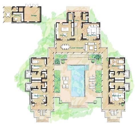 The house is located on a quiet street that allows an atmosphere of peace and calmness. Pin by Kate Neely on Hacienda | Courtyard house plans ...