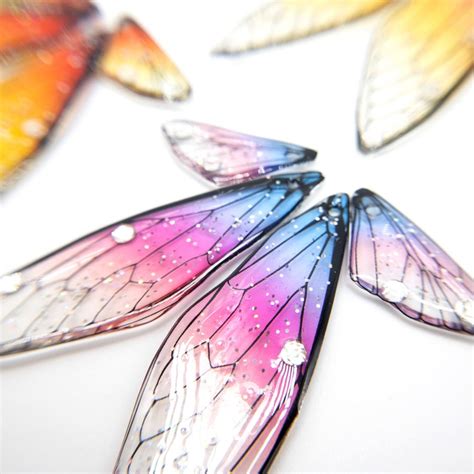 Resin Fairy Wings With Glitters And Clear Rhinestones For Etsy