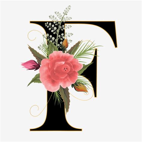 Available for both rf and rm licensing. Floral Alphabet F With Flower Font Made Of Paint Floral And Leaf ...