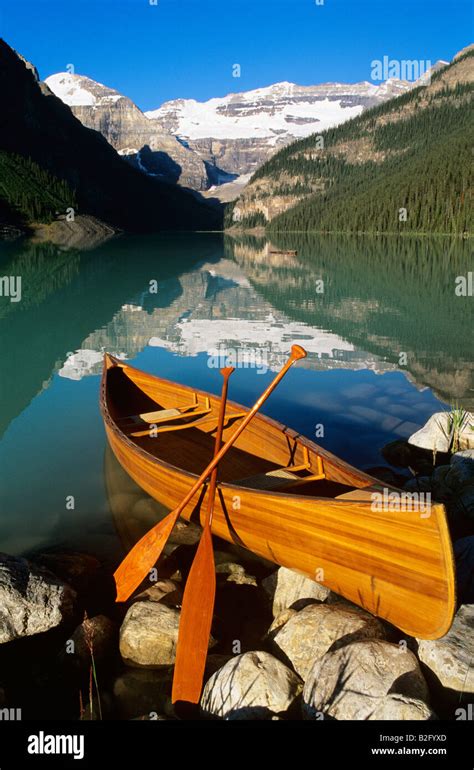 Cedar Strip Canoe At Lake Louise Banff National Park Alberta Canada