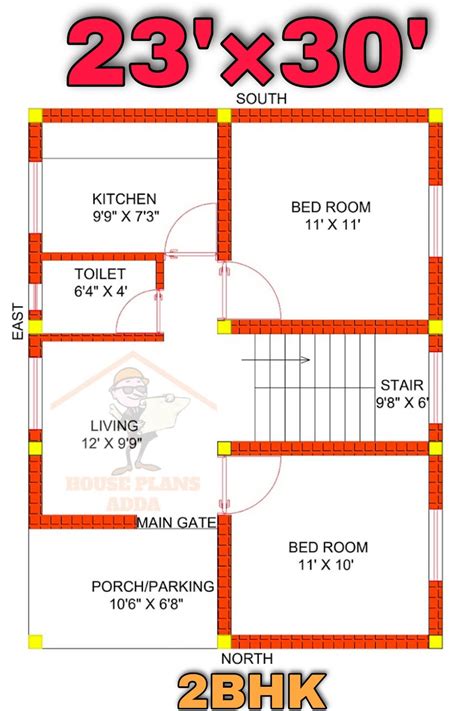 23×30 North Facing House 2bhk Floor Plan Little House Plans 2bhk House