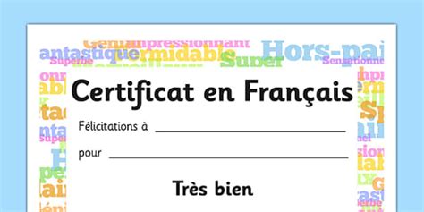 Certificat De Français Lenseignant A Fait Twinkl