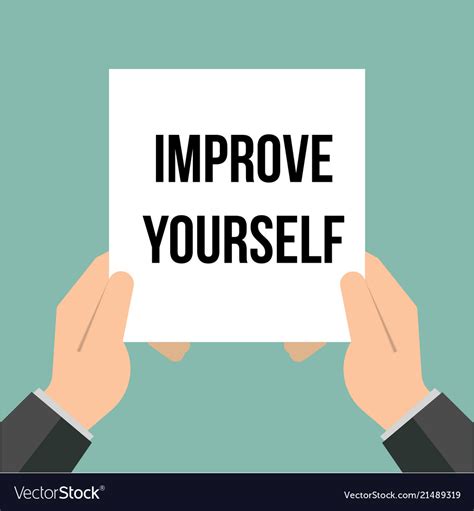 man showing paper improve yourself text royalty free vector