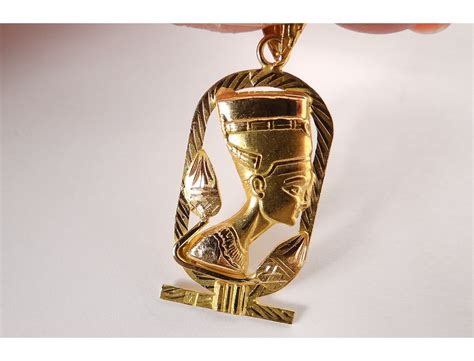 18k Solid Gold Jewel Bust Pendant Nefertiti Egypt Gold 22gr Twentieth