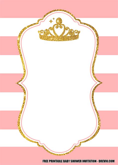 13 Free Pink And Gold Princess Crown Themed Invitation Templates Drevio