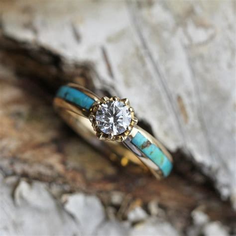 Forever Brilliant Moissanite Engagement Ring Women S Turquoise Ring In