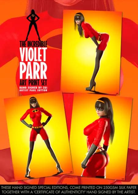 Violet Parr Sexy Incredibles Pixar Disney Comic Signed X3 Print Set Superhero £34 00 Picclick Uk