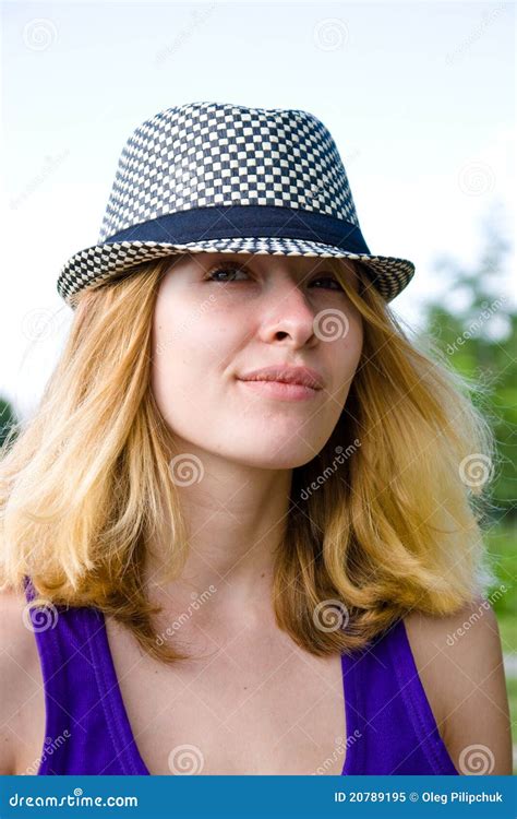 Pretty Blond Girl In Hat Stock Image Image Of Recreational 20789195