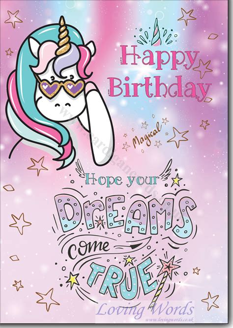 1 Happy Birthday Unicorn Greeting Cards By Loving Words