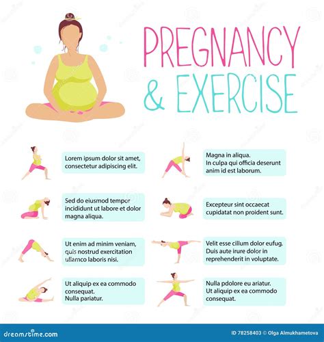 Pregnant Yoga Woman Sport Poses Relaxed Characters Yoga Recreation