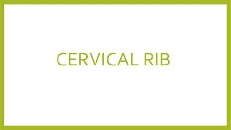 Cervical Rib Ppt
