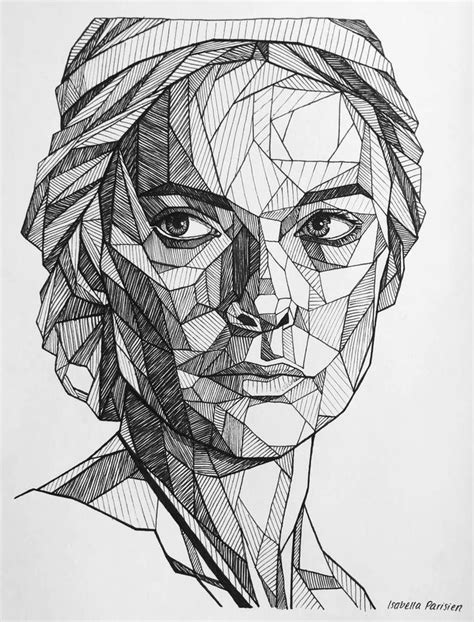 Geometric Face Drawing Of Rebecca Ferguson Geometric Face Drawing
