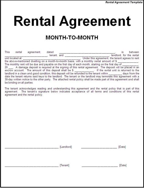 Free printable basic room rental agreement