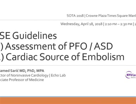 Ase Guidelines Assessment Of Pfo Asd And Cardiac Source Of Embolism