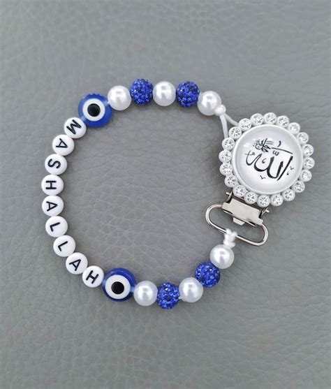 Mashallah Evil Eye Schnuller Clip Islamische Geschenk Für Etsy
