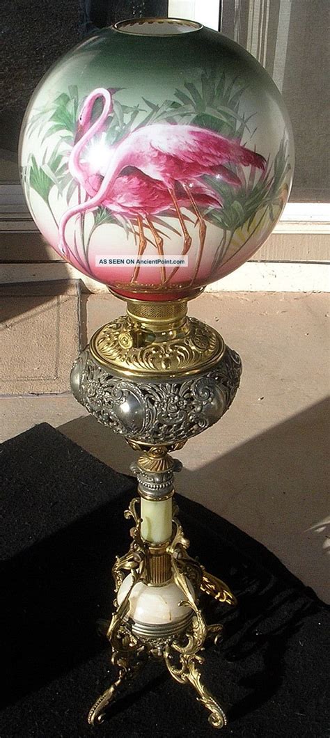 Victorian era antique victorian lamps. Antique Flamingos Florida Oil Lamp Victorian Era | Oil ...