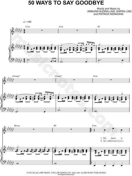 Train 50 Ways To Say Goodbye Sheet Music In Eb Minor Transposable