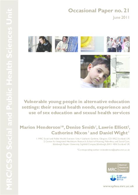 Pdf Vulnerable Young People In Alternative Education Settings Their