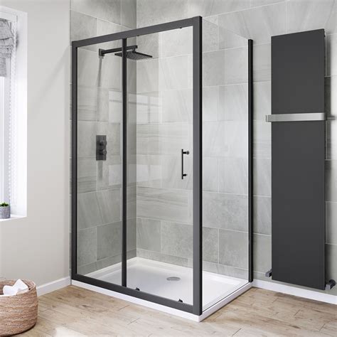 1200x800mm 6mm black frame sliding shower enclosure with silicone sealant sliding shower