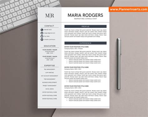 Stand out while still being professional. Professional CV Template Word, Curriculum Vitae, Modern CV ...