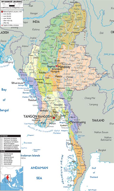 Detailed Political Map Of Myanmar Ezilon Maps Political Map