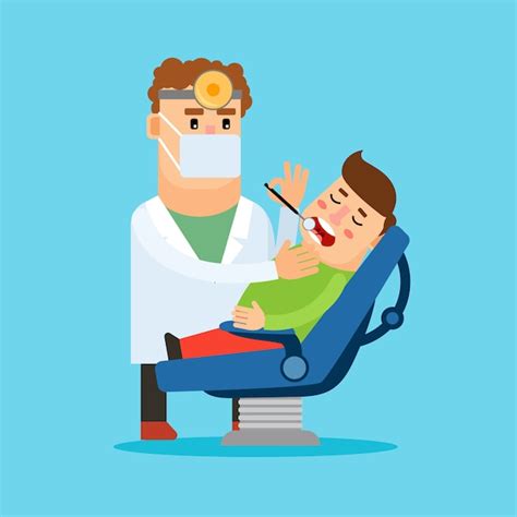 Personaje De Dibujos Animados Dentista Vector Premium