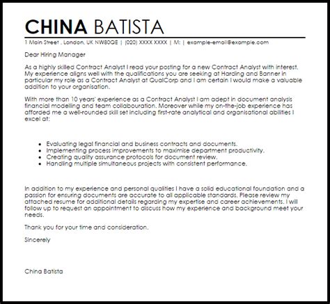 An employment contract or an employment agreement is a legal document that defines the bounds of the relationship between the this type of contract is often extremely comprehensive as it covers a lot of details. Contract Analyst Cover Letter Sample | Cover Letter ...