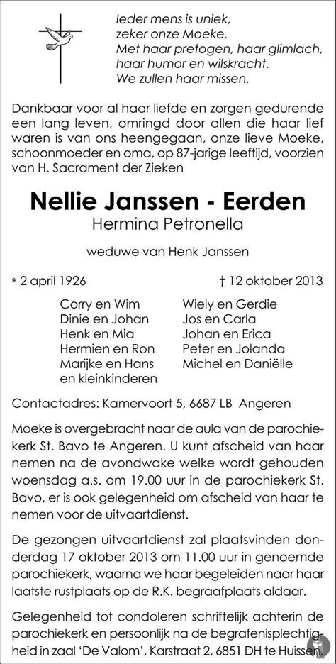 Hermina Petronella Nellie Janssen Eerden 12 10 2013