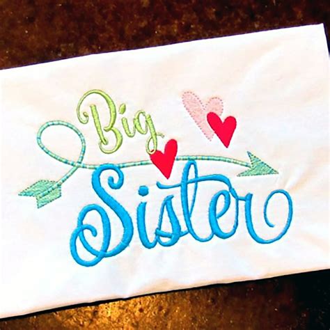 Big Sister Machine Embroidery Design With Arrow Etsy Machine