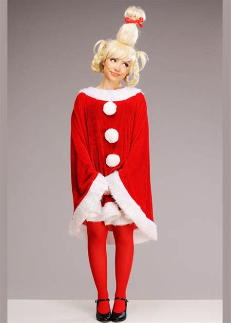 Adult The Grinch Style Cindy Lou Who Costume With Wig