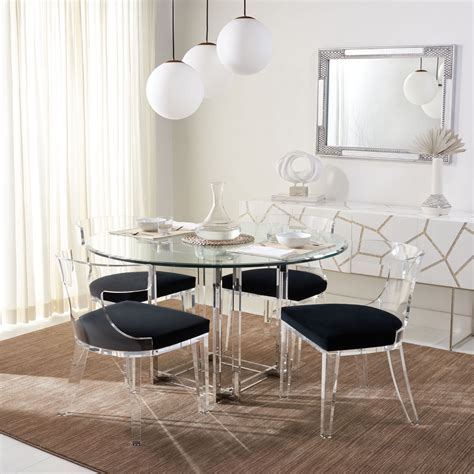 Rhys Acrylic Dining Chair In Clearblack By Safavieh