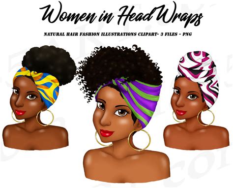 African American Woman Head Wrap Clipart Black Woman Natural Etsy