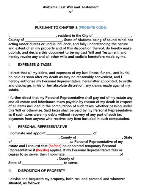 Last Will And Testament Template Free Pdf Template