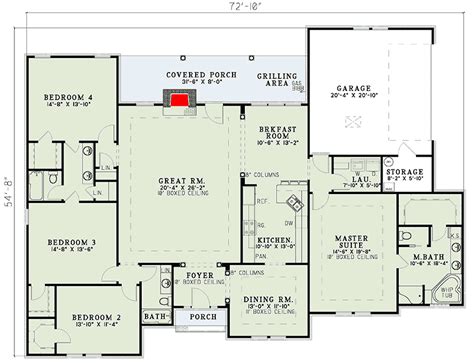4 Bed Home Plan With Jack And Jill Baths 59117nd Architectural