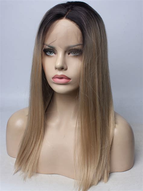 EvaHair Brown T Color Medium Length Synthetic Lace Front Wig All