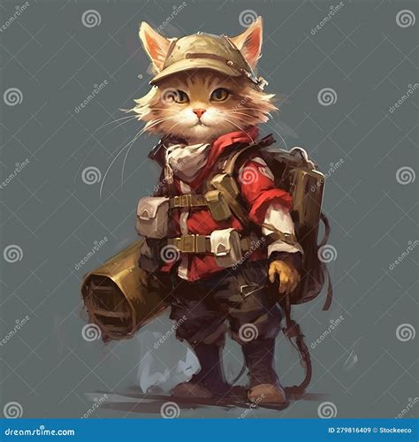 Anthropomorphic Cat Mother Character Art In Adventurer Outfit Digital