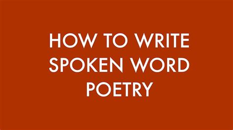How To Write Spoken Word Poetry Youtube